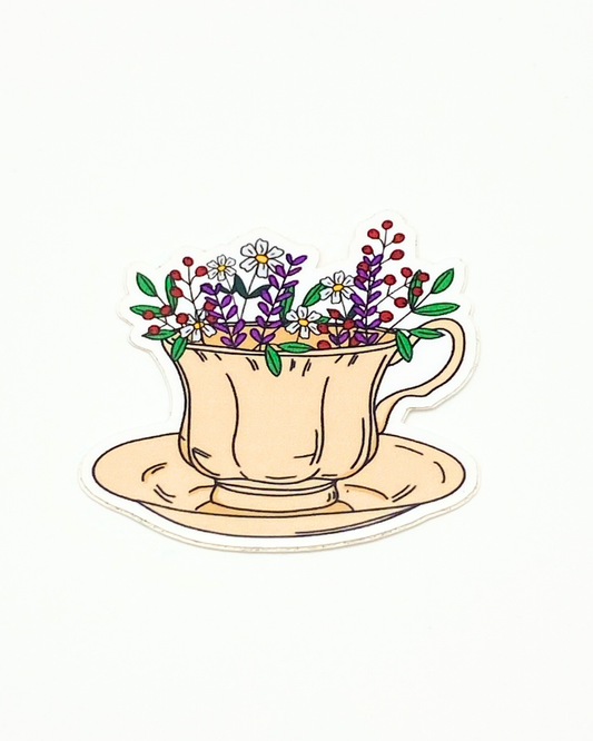 Flower teacup sticker